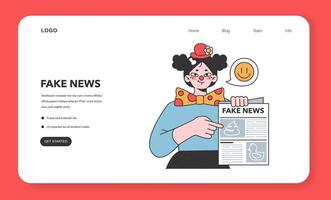 Fake news web banner or landing page. Manipulation and control vector
