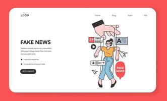 Fake news web banner or landing page. Manipulation and control vector