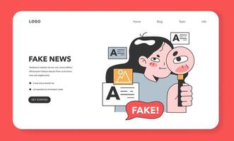 Fake news web banner or landing page. Manipulation and control vector
