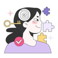 Mental wellbeing or health. Calm and optimistic mindset, self acceptance vector