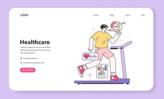 Modern wellbeing practice web banner or landing page. Healthy and active vector