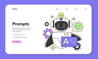 Prompt-engineering to a artificial neuron network web banner or landing vector