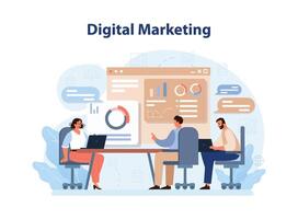 Digital marketing. Marketing strategy development innovative techniques, vector