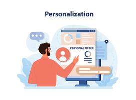 Personalization. Customization of client experience software. Social media vector