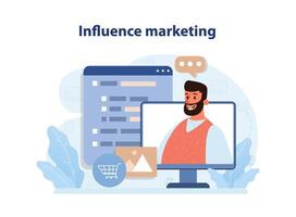 Influencer marketing. Digital promotion in social networks. Website vector