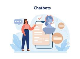 Chat bot. Online communication with artificial intelligence. AI-powered vector