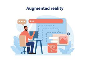Augmented reality in marketing. VR futuristic technology. Digital promotion vector
