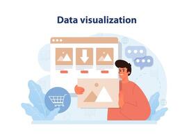 Data visualization. Representation of information using graphics, charts vector