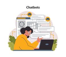Chat bot. Online communication with artificial intelligence. AI-powered vector