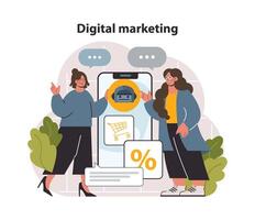Digital marketing. Marketing strategy development innovative techniques, vector