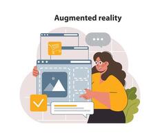 Augmented reality in marketing. VR futuristic technology. Digital promotion vector