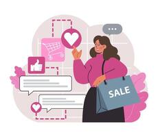 Customer feedback. Consumers reviews public exchange. Sharing a purchased vector