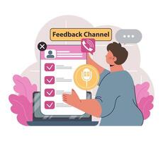 Feedback channel. Consumers reviews and recommendation public exchange vector