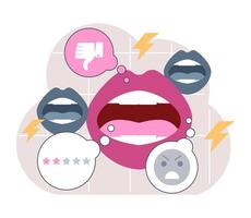 Bad feedback. Dissatisfaction of product or service, negative review vector
