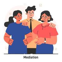 Conflict management. Character with conflict resolution skill. Person vector