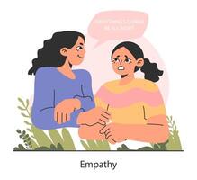 Character with empathy. Woman with deep understanding of emotions vector