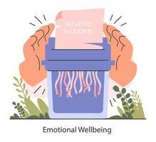Emotional wellbeing. Positive thinking and attitude. Optimistic mindset vector