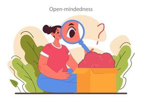 Open-mindedness. Thinking outside the box. Creativity and brainstorming vector