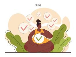 Focus in multitasking. Effective and competent office worker time vector
