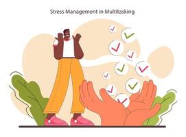 Stress management in multitasking. Effective and competent office vector