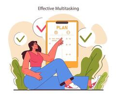 Multitasking. Effective and competent office worker time vector
