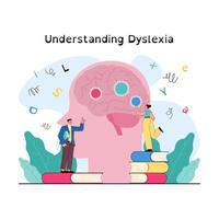 Dyslexia. Learning disorder or disability. Reading, writing or understanding vector