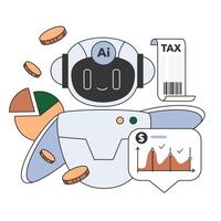 Impact of Artificial intelligence on business. AI-powered financial management vector