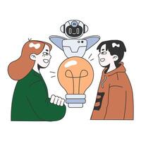 Help of Artificial intelligence for business. AI-powered production, management vector