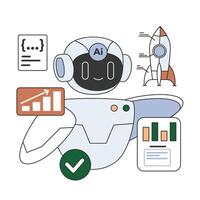 Impact of Artificial intelligence on business. AI-powered exchange rates, vector