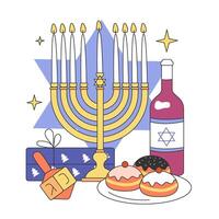 Hanukkah celebrating. Family gathering on religious holidays. vector