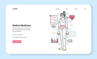 Health tracker web banner or landing page. Character using smart electronic vector