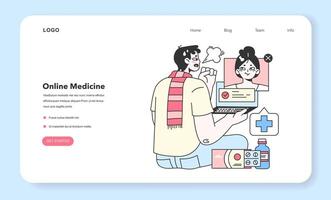 Telemedicine web banner or landing page. Online consultation with a doctor. vector