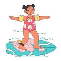 Character in a swimsuit spending time on the beach. vector