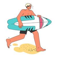 Character in a swimsuit spending time on the beach. vector