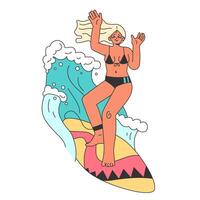 Character in a swimsuit spending time on the beach. vector