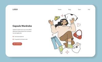 Wardrobe developing web banner or landing page. Character choose vector