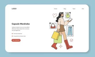 Wardrobe developing web banner or landing page. Character choose vector