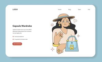 Wardrobe developing web banner or landing page. Character choose vector