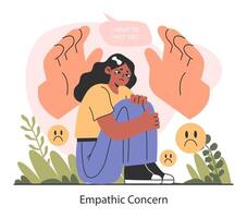 Empathic concern. Deep understanding of emotions, sympathy vector