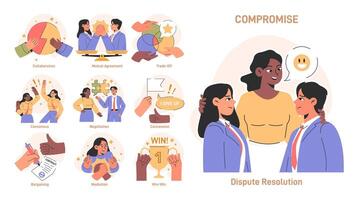 Compromise set. Finding common ground and search for mutual agreement. vector