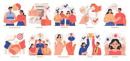 Compromise set. Finding common ground and search for mutual agreement. vector