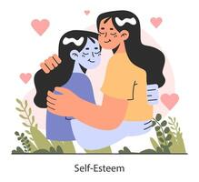 Self-esteem. Deep understanding and acceptance of own personality. vector