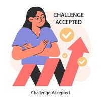Challenge. Self-motivation and efficacy. Character overcoming obstacles vector