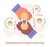 Collaborative problem solving. Character with conflict resolution skill vector