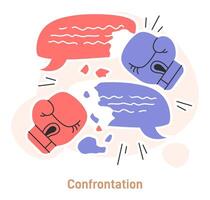 Conflict between coworkers. Tensed argument of two employees. Confrontation vector