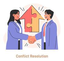 Conflict management. Character with conflict resolution skill. Person vector