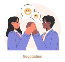 Conflict management. Character with conflict resolution skill. Person vector