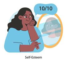 Self-esteem. Deep understanding and acceptance of own personality. vector