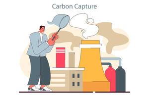 Carbon capture. Pollution control. Environment protection and reduction vector