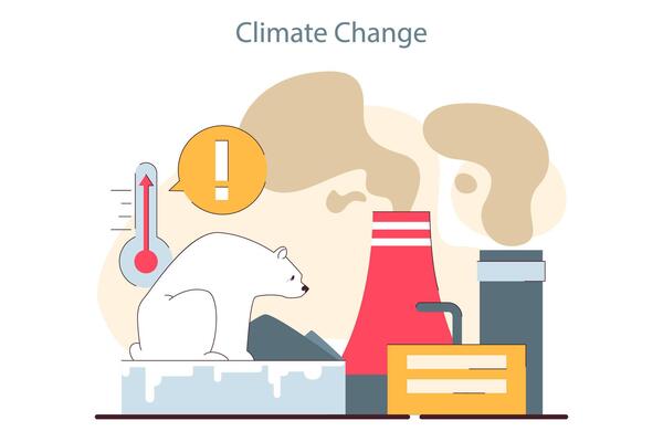 Climate change. Planet temperature rising due to CO2 emissions. Nature